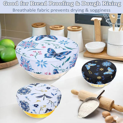 5-Size Reusable Beeswax Bowl Covers for Bread Proofing, Cotton Cloth Flexible Beeswax Wraps for Food Storage(Butterfly) - Image 4