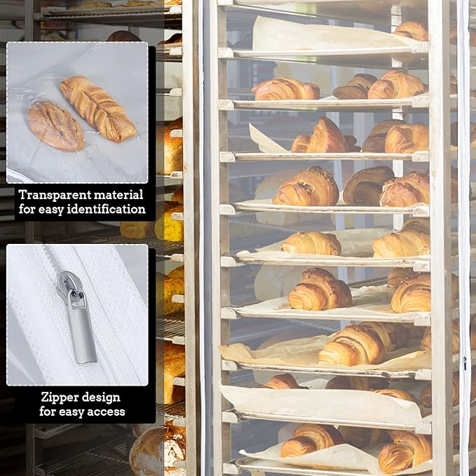 Riakrum 1 Pc Bun Pan Rack Cover Bakers Rack Cover 20 Tier Sheet for Home Kitchen Restaurant Dining Bakery 28" L x 23" W x 61" H (Clear,Peva) - Image 4
