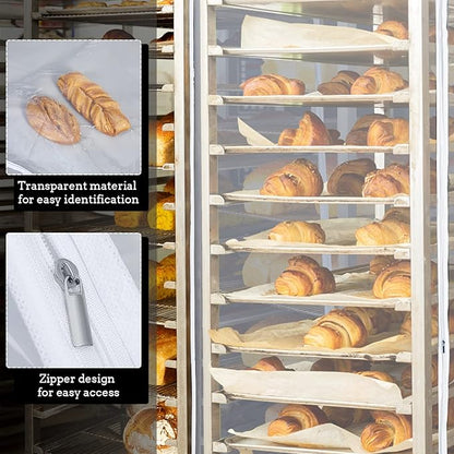 Riakrum 1 Pc Bun Pan Rack Cover Bakers Rack Cover 20 Tier Sheet for Home Kitchen Restaurant Dining Bakery 28" L x 23" W x 61" H (Clear,Peva) - Image 4