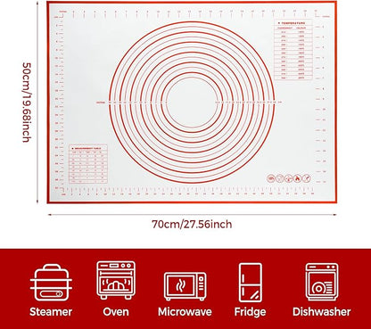 Extra Large Nonstick Silicone Pastry Mat 28x20Inch with Measurements, Food Grade Silicone Baking Mat, Non-Slip Dough Rolling Mat for Counter, Oven Liner, Fondant/Pie Crust/Sourdough Bread Baking