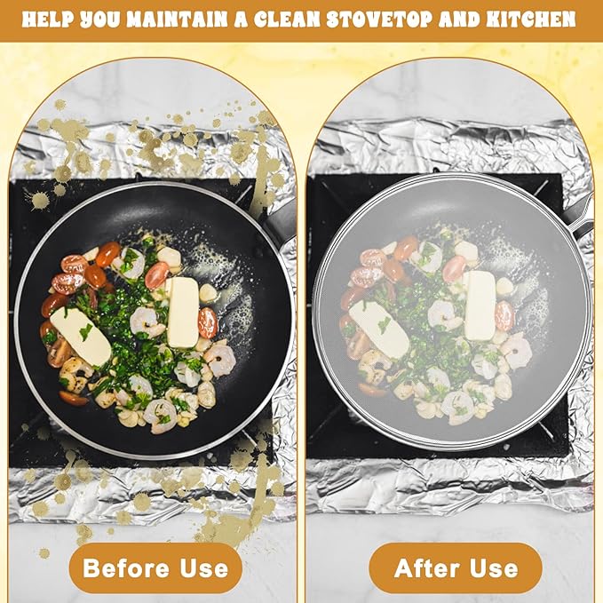 1PCS Splatter Screen for Frying Pan, 8Inch Stainless Steel Splatter Guard for Frying Pan Cooking Pots Food Strainer and Universal Cookware for Cooking, Kitchen Splash Guard No Oil Mess, No Burns - Image 4