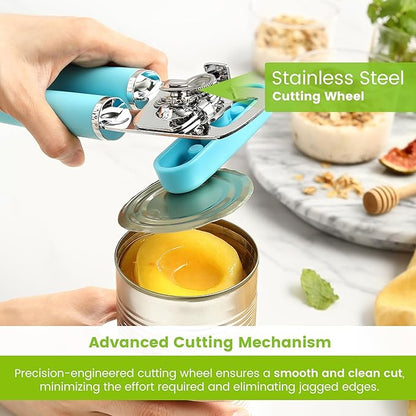 Spring Chef Stainless Steel Can Opener - Manual with Soft Grip Handles, Easy Turn, Heavy Duty Hand Can Openers for Seniors with Smooth Edge - Magnetic Lid Remover - Aqua Sky - Image 7