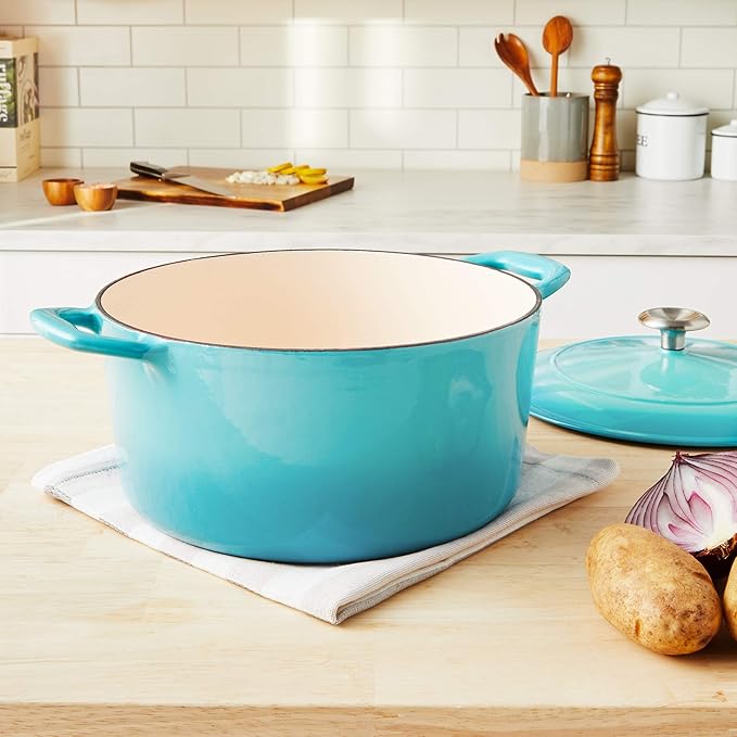 Tramontina Bestow Enameled Cast Iron Dutch Oven Pot with Lid, Round 5.5-quart, Medium Blue - Image 9