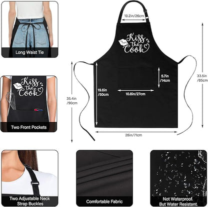 Xornis 100% Cotton Funny Apron for Men Women Adjustable Bib Aprons with 2 Pockets Grill Kitchen Cooking BBQ One Size Fits All