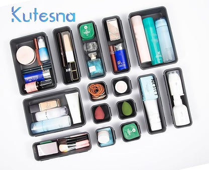 Kutesna 25 PCS Interlocking Desk Drawer Organizer Separator for Office,Bathroom,Kitchen,Makeup,Tool（4 Sizes） - Image 3
