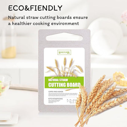 Cutting Board for Kitchen, Wheat Straw Fiber Cutting Board, Dish Washer Safe, w/Juice Grooves for Meat, Veggies,Easy Grip Handle, Non-slip Surface,Eco-friendly,Serveware Accessories(11.8‘x7.3‘)
