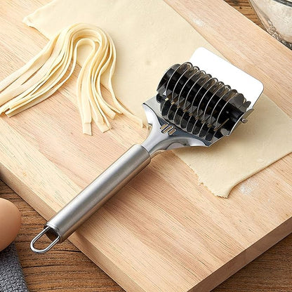 Pasta Noodle Cutter,High Grade Stainless Steel Pasta Spaghetti Maker Noodle Lattice Roller,Dough Cutter Mincer Kitchen Cooking Tools