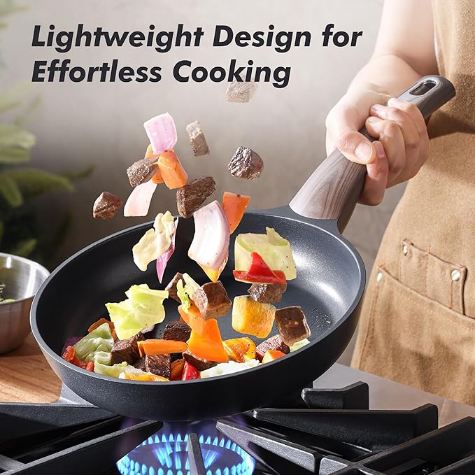 SENSARTE Nonstick Frying Pan Skillet 11Inch Non Stick Egg Pan Omelette Pans, Healthy Kitchen Cooking Chef's Pan, PFOA Free, Free of Intentionally Added PFOS/PFOA, Induction Compatible, Black - Image 5