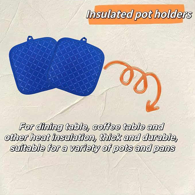 Oven Mitts and Pan Racks 4-Piece Set, Extended Kitchen Oven Mitts and Pan Racks, Heat Resistant 500 °F, Silicone Non-Slip Surface for Baking and Cooking (Blue) - Image 4