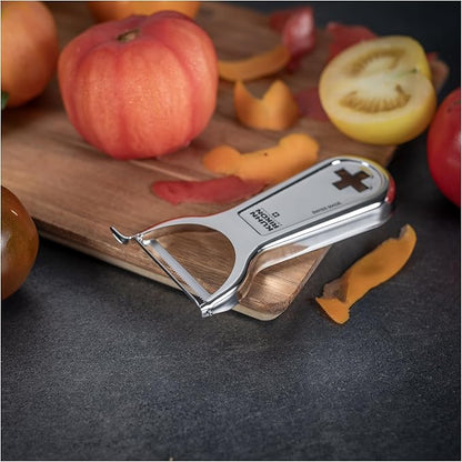 Kuhn Rikon "Swiss Metallic" Piranha Cross Peeler, Silver - Image 3