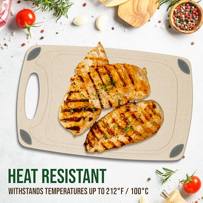 AXIOM CREATIONS 2-Piece Reversible Cutting Board Set Made from Natural Food Grade Wheat Straw Material - Eco-Conscious Alternative to Plastic - Gluten Free & BPA Free Chopping Boards for Kitchen - Image 6