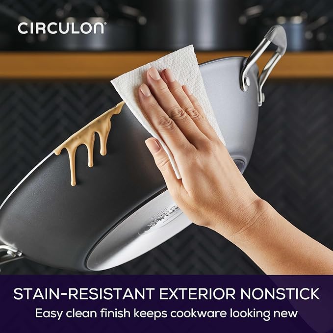 Circulon A1 Series w/ScratchDefense Nonstick Induction Wok with Lid, 14-Inch, Wok Pan with Lid, Graphite - Image 8