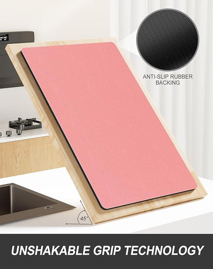 Rnivvi Dish Drying Mat for Kitchen Counter, 12 x 19" Super Absorbent Drainer Pad Easy Clean Dish Rack Pad, Non-Slip Heat Resistant Coffee Bar Mats for Coffee Machine Station Accessories, Rose Pink - Image 5