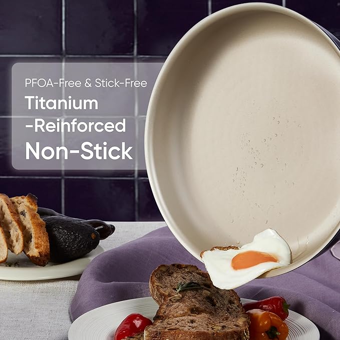 CAROTE 19 Pcs Pots and Pans Set, Nonstick Cookware Sets with Detachable Handle, Purple Dishwasher Safe, Oven Safe, Cookware Non Stick Cooking Set w/Frying Pans & Saucepans(PFOS, PFOA Free) - Image 3