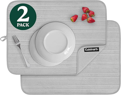 Cuisinart Dish Drying Mats for Kitchen Counter - (2) 18" x 24" Ultra Absorbent Dish Drying Mat XL - Foldable, Machine Washable, Fast Drying Dish Mat (Horizontal Stripes) by BestBrands