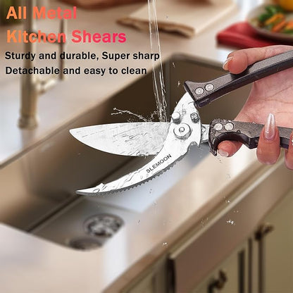 Heavy Duty Poultry Shears Meat Cutting Dishwasher Safe and Food Stainless Kitchen Shears Kitchen Scissors for Chicken Turkey Thanksgiving,Gift Box,black