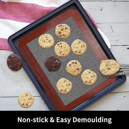 Small Silicone Baking Mats, Set of 4, 11-4/5x8-1/4 Inch Quarter Sheet Size, Non Stick, BPA Free, 1/4 Baking Sheet Pan Liner for Cookies, Macaron, Bread, Pastry, Toaster (Perforated) - Image 3