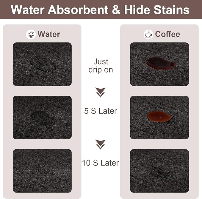 CooRug Absorbent Coffee Mat, Fashion Dish Drying Mat for Kitchen Counter Coffee Bar Accessories Espresso Machine Dish Rack 16" x 24" Black - Image 2
