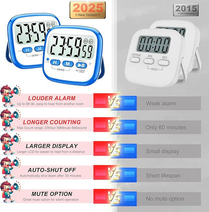 AyayaBoss 2-Pack Magnetic Kitchen Timers for Cooking, Digital Stop Watch Countdown Timer for Kids, Teachers, Classroom, Office, Exercise - Battery Included - Image 2