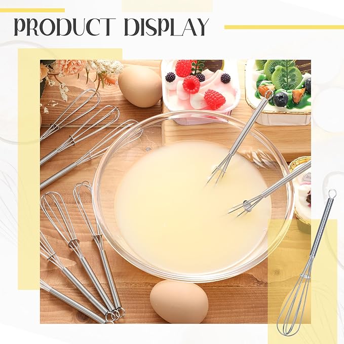 Baderke 50 Pcs Mini Whisk Bulk Small Whisks for Cooking 304 Stainless Steel Tiny Whisk for Baking, Whipping, Beating Eggs, Mixing Sauces, Blending Ingredients (6 Inch) - Image 6