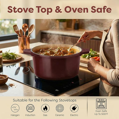 Gotham Steel 5 Qt Lightweight Dutch Oven Pot with Lid & Holders, Ceramic Non Toxic, Oven Safe & Even Heat Retaining Dutch Oven for Bread Baking Sourdough, Soup, Casserole, 70% Lighter than Cast Iron - Image 7