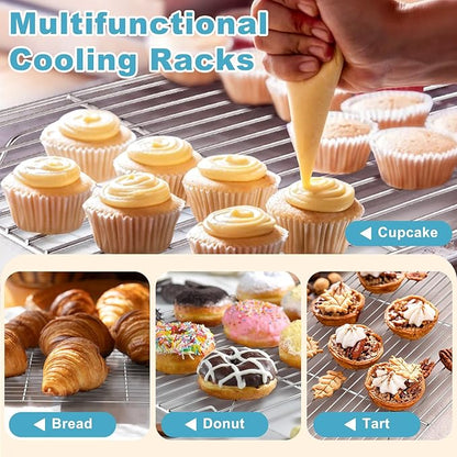 TeamFar Baking Sheet with Rack Set (3 Pans + 3 Racks), 17.6/16/12.5 Inch Stainless Steel Cookie Sheets Baking Pans Trays and Cooling Racks for Cooking Roasting, Non-Toxic & Heavy Duty, Dishwasher Safe