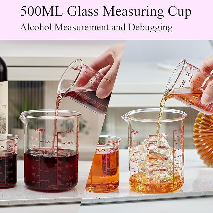 3 Piece Glass Measuring Cup Set, Includes 1/2-Cup, 1-Cup, and 2-Cup High Borosilicate Glasss Liquid Measuring Cups, Dishwasher, Freezer, Microwave, and Preheated Oven Safe, Essential Kitchen Tools - Image 8