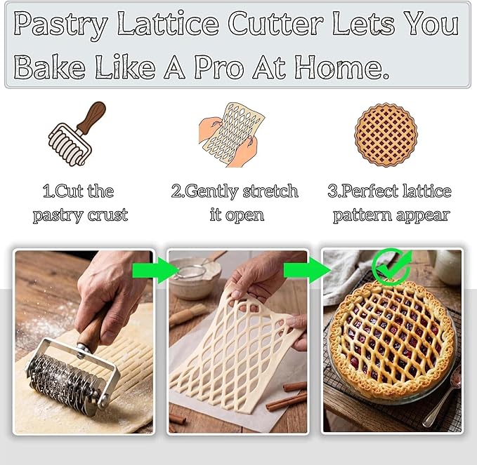 Pastry Lattice Roller Cutter - Stainless Steel Dough Lattice for Pie Pizza Bread beef wellington Pastry Crust Roller Cutter - Image 4