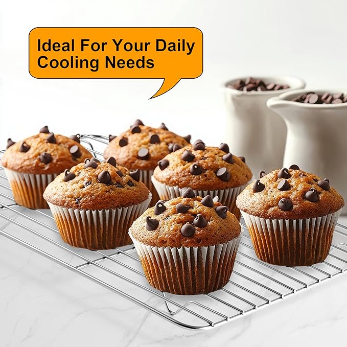 TeamFar Cooling Rack, 11.7” x 9” Stainless Steel Wire Baking Rack for Cooking Roasting Grilling, Fit for Oven Pan, Oven & Dishwasher Safe, Non-toxic & Heavy-Duty, 2PCS - Image 5