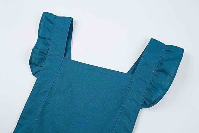 Hyzrz Retro Adjustable Ruffle Aprons with Pockets for Women Girls Vintage Cross Back Pinafore Dress Maid Costume Apron