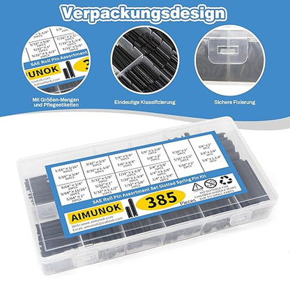 385PCS Roll Pin Set - 26 Sizes Spring Dowel Tension Roll Pins - 1/8 1/4 3/8 1/16 5/64 3/32 5/16 5/32 5/16 Split Expansion Pin Assortment Kit for Home Improvement Automotive Repair - Image 7