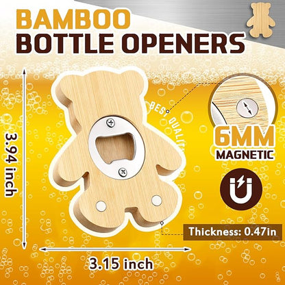 Vesici 24 Pcs Magnetic Bottle Opener 2.5" DIY Bamboo Bear Shape Baby Shower Bottle Opener Favors Wooden Beer Openers Fridge Refrigerator Magnet Gift for Baby Shower Guests Wedding Party Souvenirs - Image 2