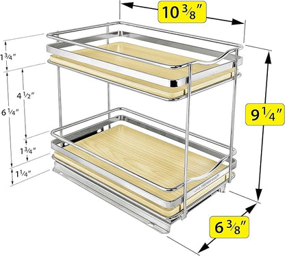 LYNK PROFESSIONAL® Élite™ Pull Out Spice Organization for Cabinets - 6-3/8 inch Wide – Spice Rack for Inside Cabinets – Wood/Chrome - Sliding Spice Rack Organizer for cabinet – Spice Rack - 2 Tier - Image 5