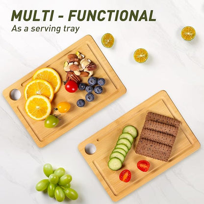 2 Pack Small Bamboo Wood Cutting Board for Kitchen 8.6" x 6" Mini Wooden Charcuterie Boards Lightweight Chopping Board Non Toxic Serving Board Tiny Chef Set Camping Fruit Lemon Sandwich Cheese Board