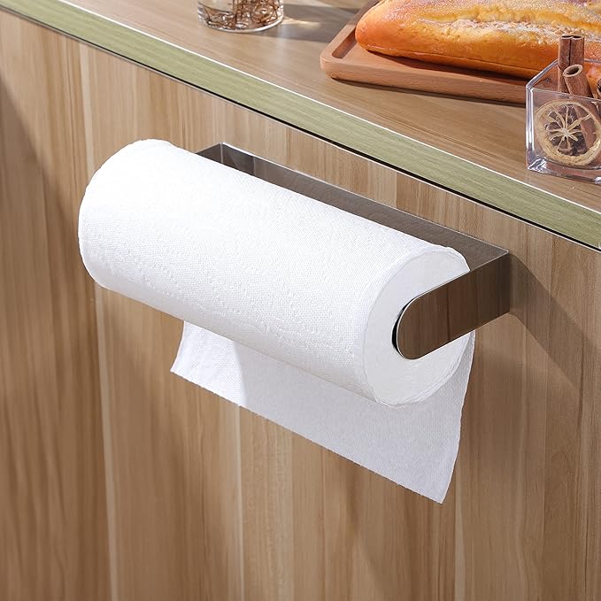ZUNTO Adhesive Paper Towel Holder, Under Cabinet Paper Towel Rack for Kitchen - Great Space Saver, SUS 304 Stainless Steel (Polished) - Image 5
