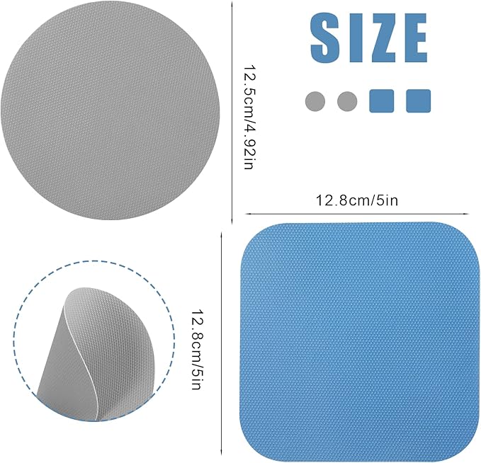 LUTER 4pcs Jar Opener, Rubber, Multi-function Silicone Bottle Opener for Seniors with Weak Hands Lid Cap Gripper Pads Kitchen Coasters Gadgets(Blue, Gray) - Image 2