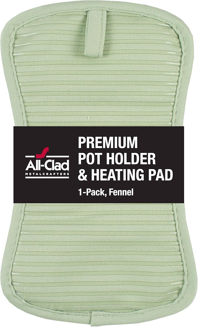 All-Clad Premium Pot Holder & Hot Pad: Heat Resistant to 500 Degrees - 100% Cotton, 10"x6.25" Hot Pad for Kitchen and Barbeque, (1-Pack), Fennel by All-Clad