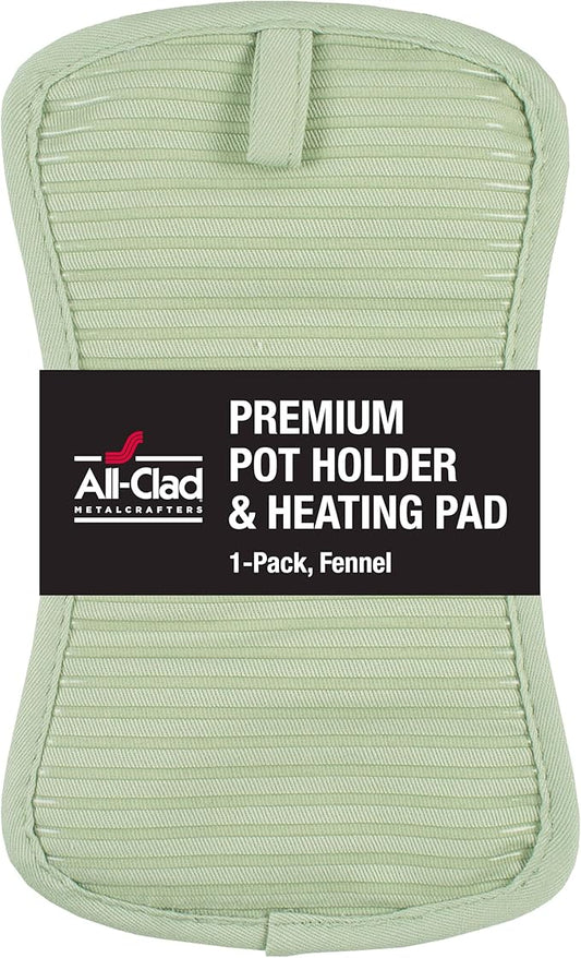 All-Clad Premium Pot Holder & Hot Pad: Heat Resistant to 500 Degrees - 100% Cotton, 10"x6.25" Hot Pad for Kitchen and Barbeque, (1-Pack), Fennel by All-Clad