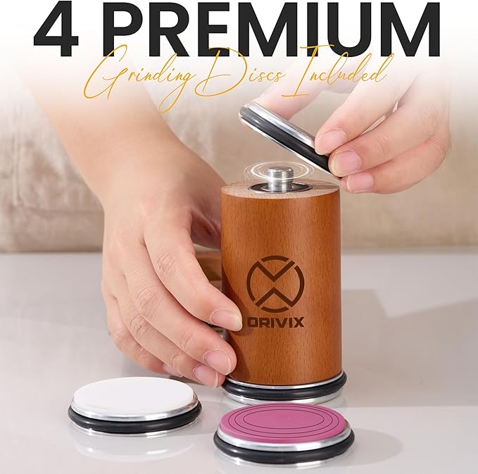 Rolling Knife Sharpener Kit – Magnetic 4-Angle Base, 3.86 Inches Longer Wooden Roller, 4 Grit Discs (1000/400 Diamond & 3000 Maroon / 6000 White Ceramic) and Leather Strop - Image 3