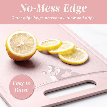 COOK WITH COLOR Non-Slip Cutting Board Set – Kitchen Essentials with Easy Grip Handle for Meat, Veggies, and Fruits, 4 Cutting Boards, Pink - Image 4