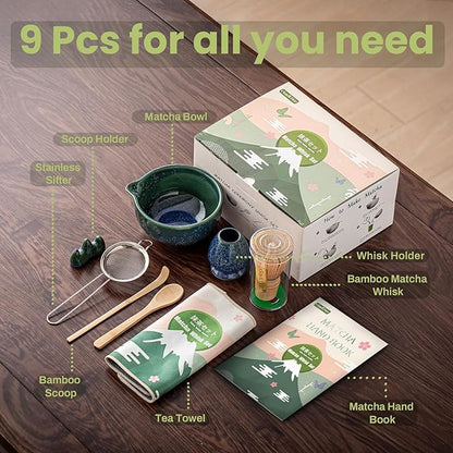 Clay&Fire Matcha Whisk Set，9 Pcs Ceramic Matcha Set, 15 OZ Matcha Bowl with Spout and Whisk for Friend, Ideal Gift for Matcha Lover（Starry） - Image 8