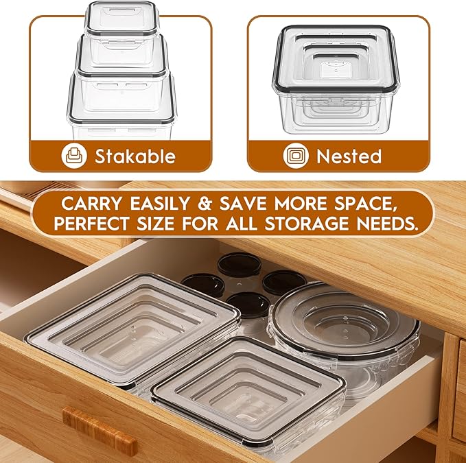 52 PCS Food Storage Containers with Lids Airtight (26 Containers & 26 Lids), Leak proof Meal Prep Container Set for Kitchen Storage, BPA-free, PVC-free Plastic, Microwave/Dishwasher Safe, Labels & Pen - Image 5
