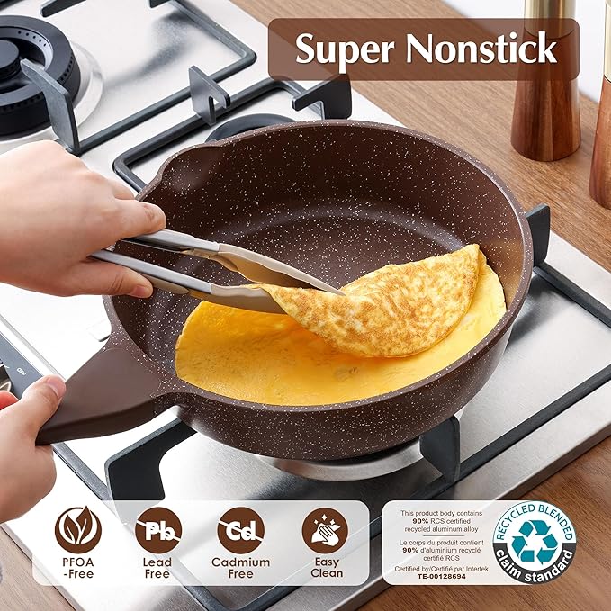 SENSARTE Nonstick Deep Frying Pan Skillet, 10-inch Saute Pan with Lid, Stay-Cool Handle, Cooking Pan, Healthy Stone Cookware Induction Compatible - Image 2