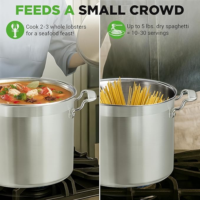 NutriChef 16-Quart Stainless Steel Stockpot - 18/8 Food Grade Heavy Duty Large Stock Pot for Stew, Simmering, Soup, Includes Lid, Dishwasher Safe, Works w/Induction, Ceramic & Halogen Cooktops - Image 4