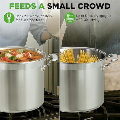 NutriChef 16-Quart Stainless Steel Stockpot - 18/8 Food Grade Heavy Duty Large Stock Pot for Stew, Simmering, Soup, Includes Lid, Dishwasher Safe, Works w/Induction, Ceramic & Halogen Cooktops - Image 4