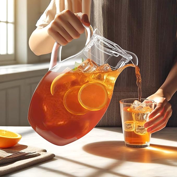 Amazing Abby - Bubbly Grand - Plastic Pitcher (96 oz, 3 Quart), Clear Water Pitcher with Lid, Fridge Jug, BPA-Free, Shatter-Proof, Great for Iced Tea, Sangria, Lemonade, Juice, Milk, and More - Image 5