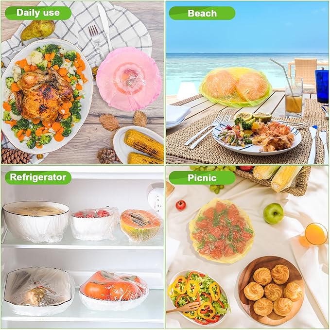 175Pcs 7 Colors Reusable Elastic Food Covers, Sublaga 7 Sizes Plastic Bowl Covers, Colorful Dish Plate Covers, Alternative to foil, Plastic Wrap, BPA Free - Image 7