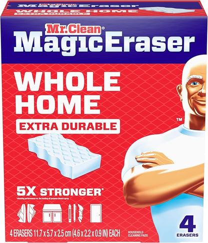 Mr. Clean Magic Eraser Sponge, All Purpose Cleaner, Cleaning Scrubber, Wall, Sneaker, Kitchen, Bathroom, Shower Cleaner, Cleaning Supplies, Melamine Sponge, Cleaning Pads, Extra Durable, 4ct - Image 13