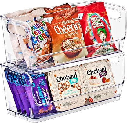 Sorbus Stackable Storage Bins Open Front, Clear Stackable Storage Bins, Pantry Bins for Storage and Organization, Acrylic Stackable Bins for Kitchen, Clear Pantry Organizer Bins (Small Wide 2 Pack) - Image 2