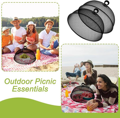 6 Pcs Metal Mesh Food Cover 11 Inch Mesh Food Tents Fly Fruit Screen Food Net Dome Screen Plate Covers for Dinner Plates Reusable Picnic Food Umbrella for Table, BBQ, Camping, Outside Parties